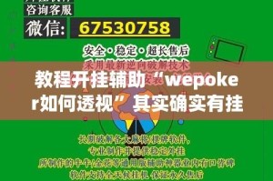 教程开挂辅助“wepoker如何透视”其实确实有挂