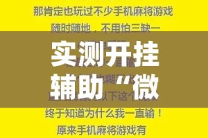 实测开挂辅助“微乐安徽麻将开挂神器下载(辅助神器)开挂详细教程