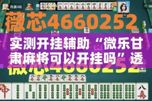 实测开挂辅助“微乐甘肃麻将可以开挂吗”透视开挂辅助教程