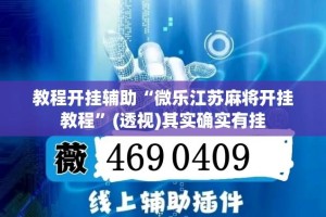 教程开挂辅助“微乐江苏麻将开挂教程”(透视)其实确实有挂