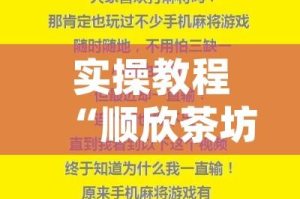 实操教程“顺欣茶坊辅助器免费版(辅助神器)开挂详细教程