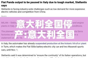 意大利全国停产:意大利全国停产的汽车