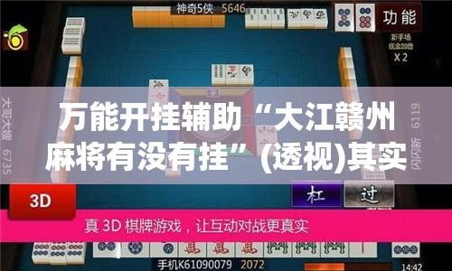 万能开挂辅助“大江赣州麻将有没有挂”(透视)其实确实有挂