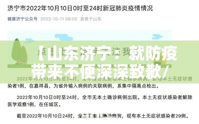 【山东济宁：就防疫带来不便深深致歉/济宁的防疫情况】