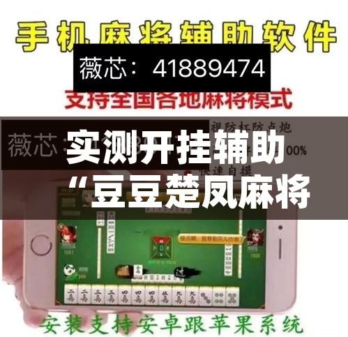 实测开挂辅助“豆豆楚凤麻将可以开挂吗(辅助神器)开挂详细教程