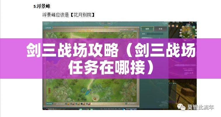 剑三战场攻略（剑三战场任务在哪接）